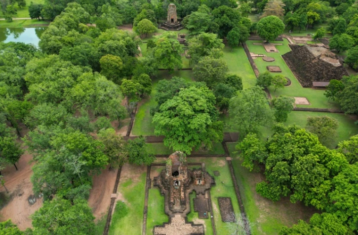 Vue aérienne de la cité de Si thep, le 14 septembre 2023 dans la province de Phetchabun, en Thaïlande