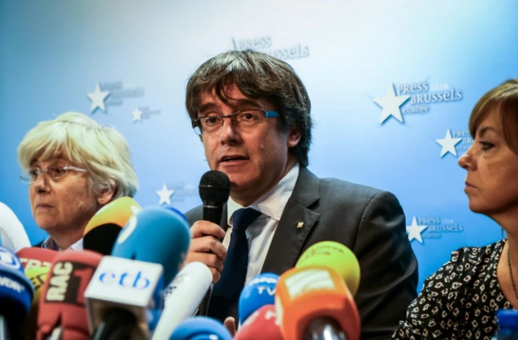 Le président destitué de Catalogne Carles Puigdemont à Bruxelles le 31 octobre 2017