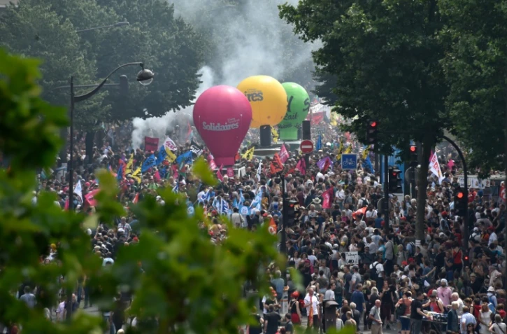 Vue aérienne de la manifestation parisienne le 23 juin 2016