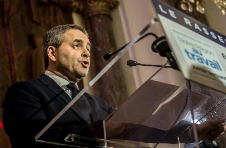 Xavier Bertrand pendant son allocution au soir des régionales le 13 décembre 2015 à Saint-Quentin