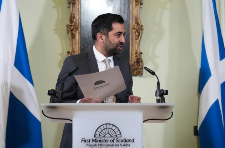 Le Premier ministre indépendantiste écossais Humza Yousaf annonce sa démission, à Edimbourg, le 29 avril 2024