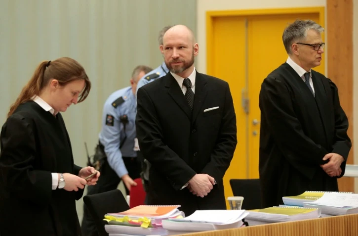L'extrémiste norvégien Anders Behring Breivik, lors de son procès en appel, à la prison de Skien, le 18 janvier 2017 