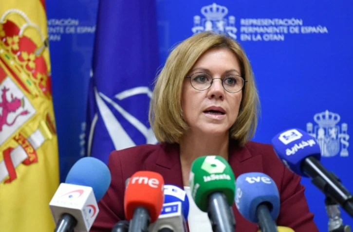 La ministre espagnole de la Défense, Maria Dolores de Cospedal, lors d'une réunion des ministres de la Défense au siège de l'Otan, le 9 novembre 2017 à Bruxelles