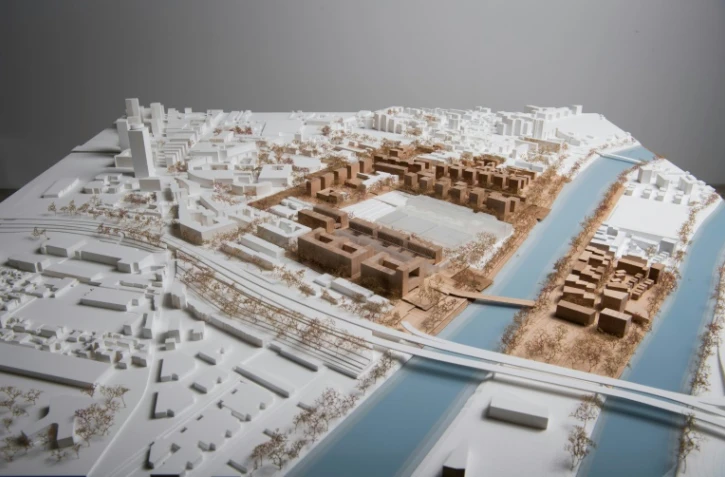 Maquette d'une vue générale du village olympique aux JO de Paris-2024, le 4 mars 2019 à Paris 