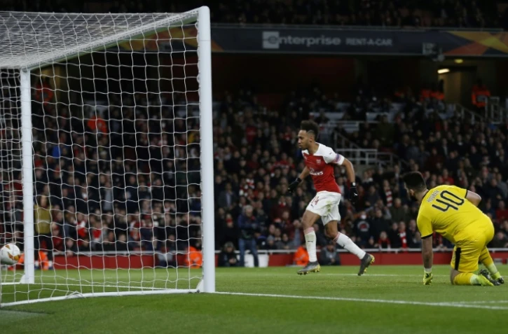 Pierre-Emerick Aubameyang s'est offert un doublé dans la victoire d'Arsenal face à Rennes, le 14 mars 2019 à Londres
