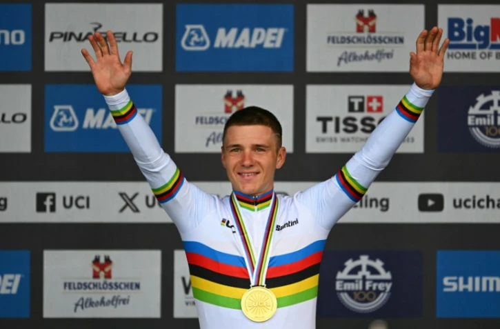 Le Belge Remco Evenepoel, sacré champion du monde de contre-la-montre, le 22 septembre 2024 à Zurich