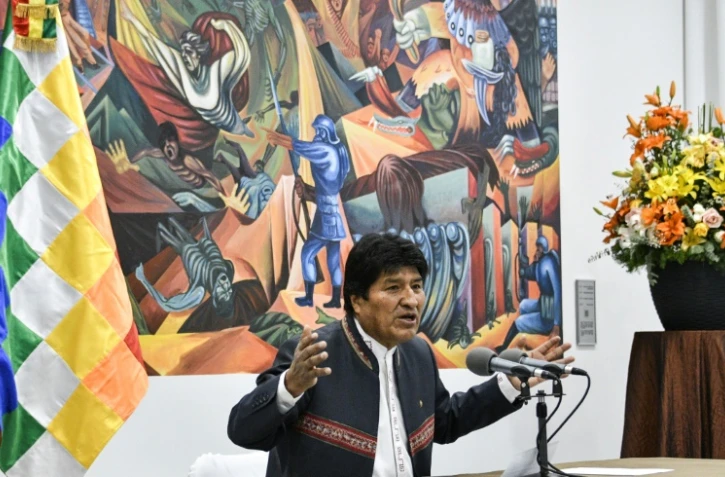 Le président bolivien Evo Morales en conférence de presse à La Paz, le 24 octobre 2019