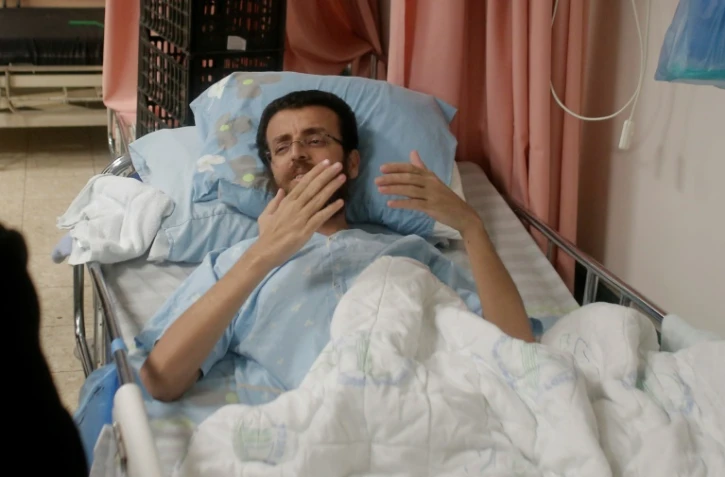 Le journaliste palestinien Mohammed al-Qiq à l'hôpital d'Afula en Israël, le 5 février 2016