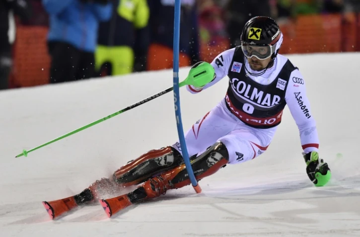 L'Autrichien Marcel Hirscher lors de la 1re manche du slalom de Madonna di Campiglio, le 22 décembre 2017