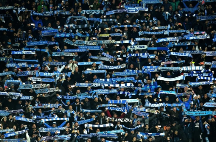 Les supporters du Napoli lors d'un match de Ligue des champions contre le Real Madrid, le 7 mars 2017 au stade San Paolo