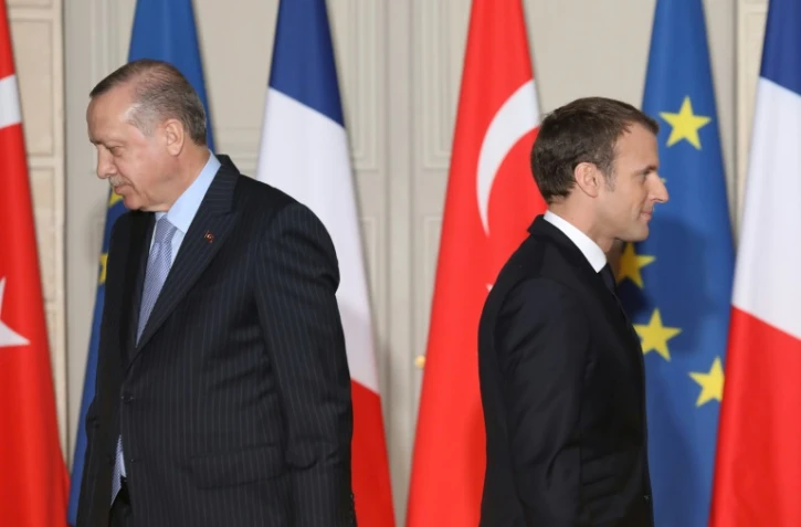 Les présidents turc Recep Tayyip Erdogan et français Emmanuel Macron à Paris, le 5 janvier 2018