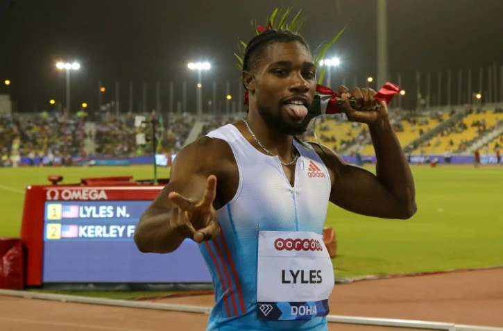Le sprinteur américain Noah Lyles roi du 200 m premier meeting de la Ligue de diamant de Doha, le 13 mai 2022 