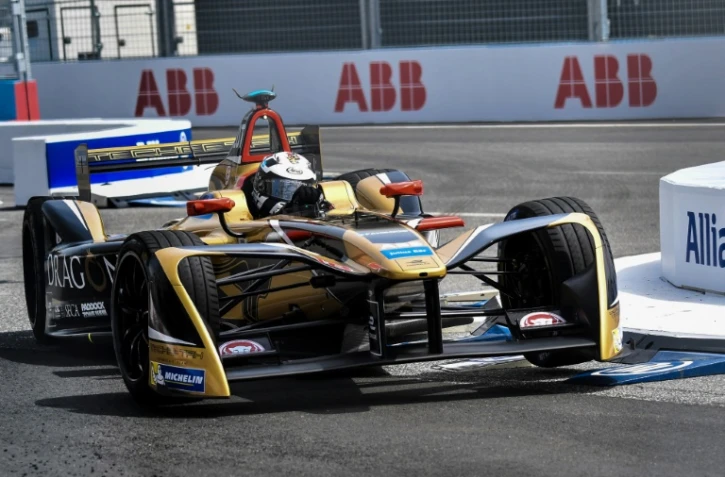 Le pilote français Jean-Eric Vergne au volant de sa Techeetah lors des qualifs pour l'épreuve de Rome du championnat du monde de Formule E, le 14 avril 2018