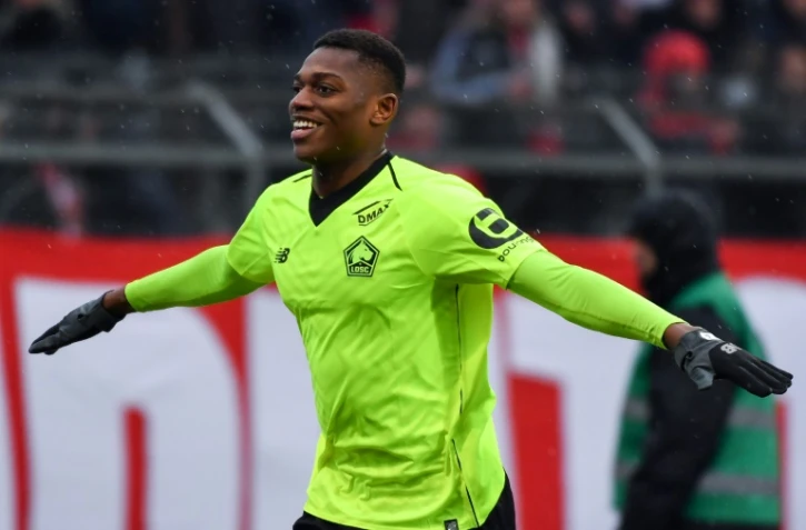 L'attaquant portugais de Lille Rafaël Leao buteur lors de la victoire 3-2 à Nîmes en 18e journée de L1 le 16 décembre 2018