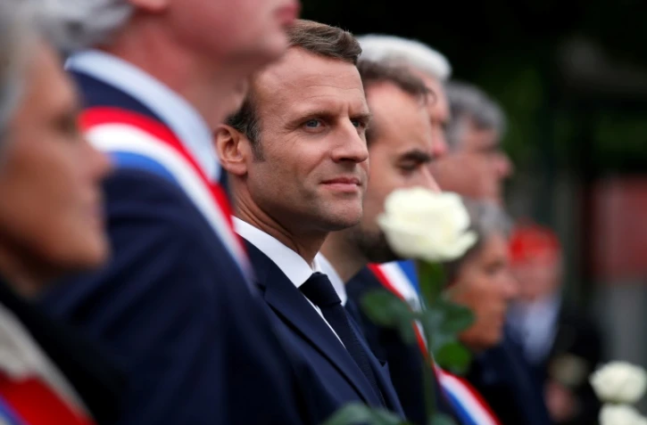 Le président français Emmanuel Macron durant une cérémonie d'hommage à des résistants, à Caen, le 5 juin 2019