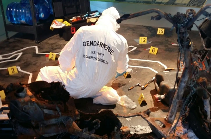 Reconstitution d'une scène de crime au Musée national de la gendarmerie de Melun le 6 octobre 2016
