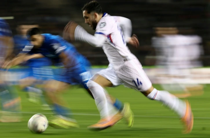 Rayan Cherki lors de la victoire des Français 3-1 en Azerbaïdjan pour la dernière journée des qualifications pour le Mondial-2026, le 16 novembre 2025 à Bakou
