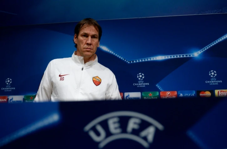 L'entraîneur de l'AS Rome Rudi Garcia en conférence de presse, le 23 novembre 2015 à Barcelone