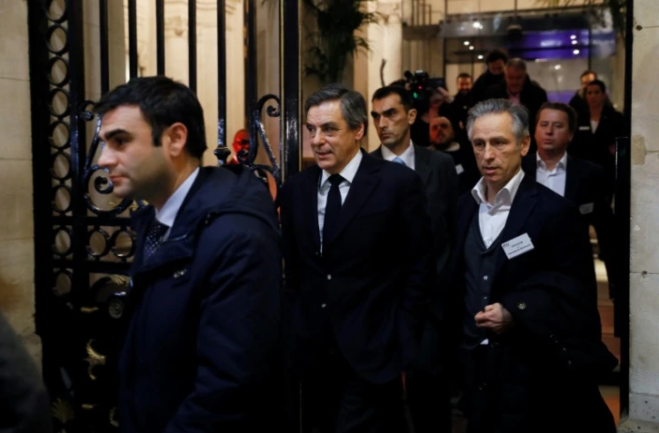 François Fillon à la sortie de l'EBG (Electronic Business Group) où il a participé à un débat le 31 janvier 2017 à Paris 