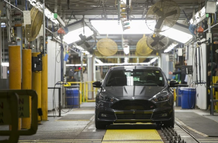 Une Ford Focus sur une chaîne de montage d'une usine automobile du Michigan, le 7 janvier 2015.