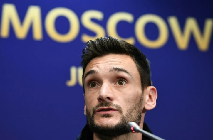 Le gardien et capitaine de l'équipe de France Hugo Lloris en conférence de presse le 14 juillet 2018 à Moscou