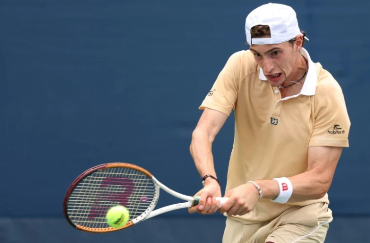 Ugo Humbert lors de son premier tour de l'US Open contre l'Allemand Peter Gojowczyk le 30 août 2021 à New York