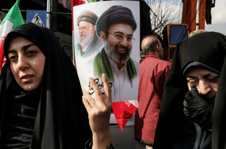 Manifestation de soutien au nouveau guide suprême iranien Mojtaba Khamenei, le 9 mars 2026 à Téhéran