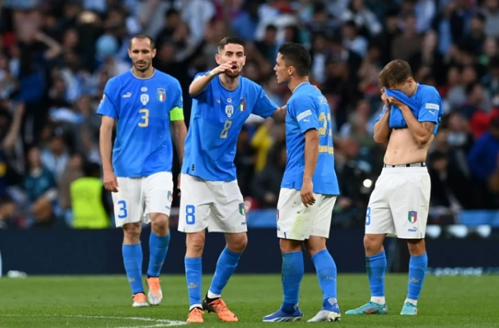 Les joueurs italiens battus  lors de la Finalissima par l'Argentine, le 1er juin 2022 