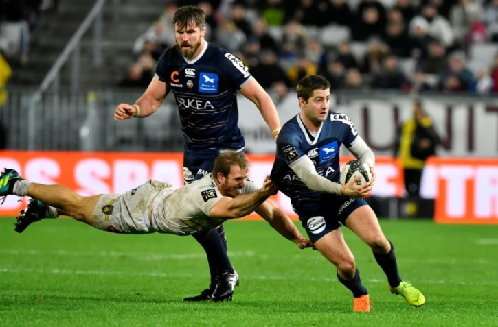 L'ailier argentin de Bordeaux-Bègles Santiago Cordero (d) contre La Rochelle le 22 décembre 2019 à Bordeaux