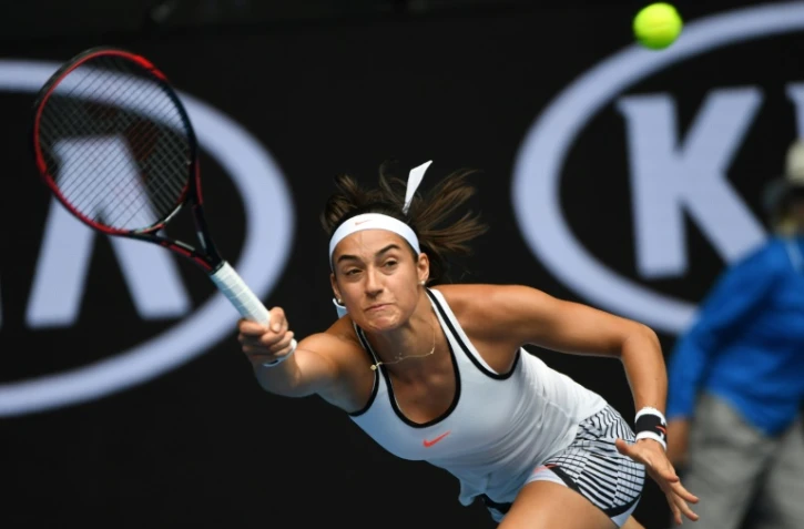 La Française Caroline Garcia lors du match contre la Tchèque Barbora Strycova, le 21 janvier 2017 à Melbourne, au 3e tour de l'Open d'Australie