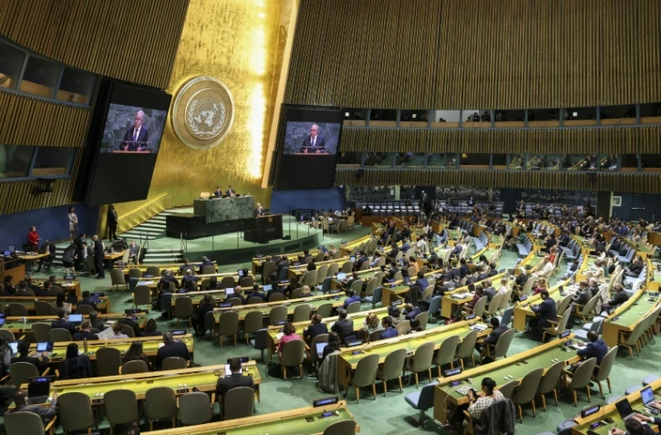 Le secrétaire général de l'ONU, Antonio Guterres, lors de la 11e Conférence d'examen du Traité sur la non-prolifération des armes nucléaires (TNP) au siège des Nations unies à New York, le 27 avril 2026
