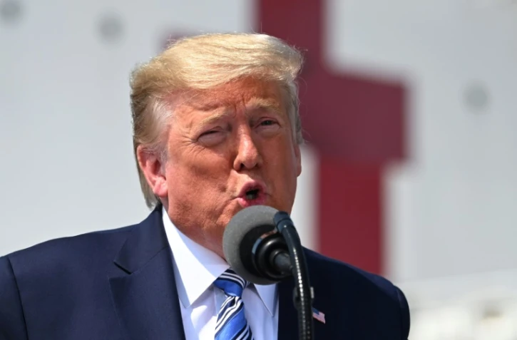 Donald Trump, le 28 mars 2020 sur la base navale de Norfolk, en Virginie