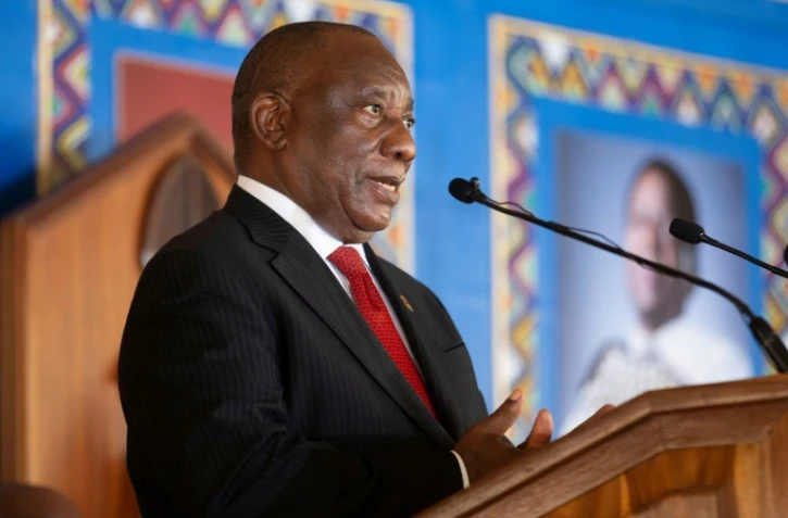 Le président sud-africain au obsèques du roi des Zoulous, le 18 mars 2021