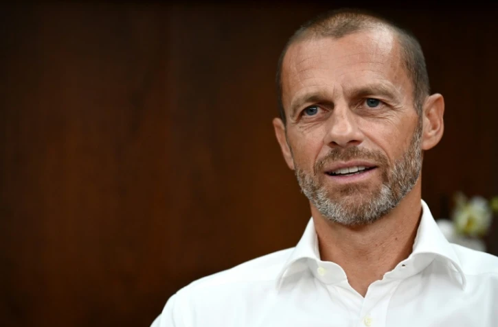 Le président de l'UEFA Aleksander Ceferin lors d'une interview à l'AFP, le 13 août 2020 à Lisbonne