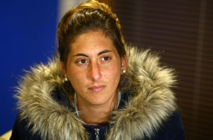Romina Sala, la soeur du joueur de football de Cardiff Emiliano Sala, disparu dans un avion lors d'une conférence de presse le 25 janvier 2019