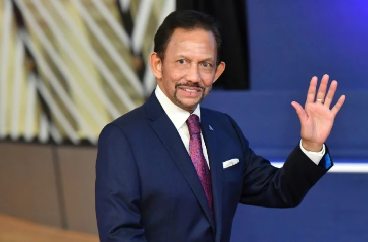 Le sultan de Brunei Hassanal Bolkiah, lors d'une conférence à Bruxelles le 18 octobre 2018