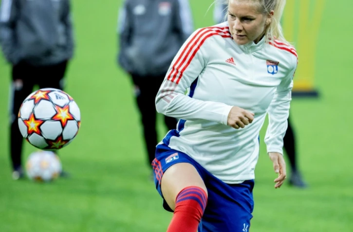 L'attaquante norvégienne Ada Hegerberg à l'entraînement avec l'Olympique lyonnais, le 4 octobre 2021 à Göteborg