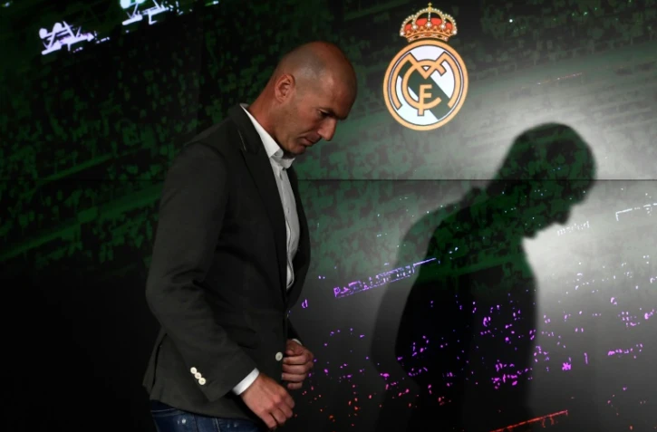 L'entraîneur français du Real Madrid, Zinédine Zidane, arrive pour une conférence de presse à l'occasion de son retour à la tête du club, le 11 mars 2019 à Madrid