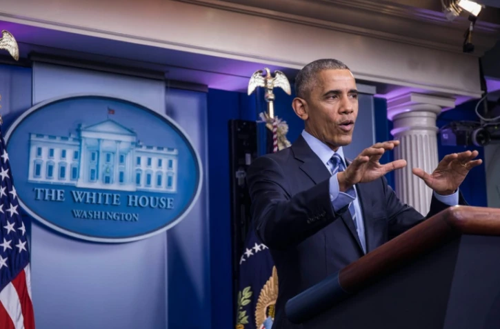 Barack Obama lors d'une conférence de presse à la Maison Blanche, à Washington le 16 décembre 2016