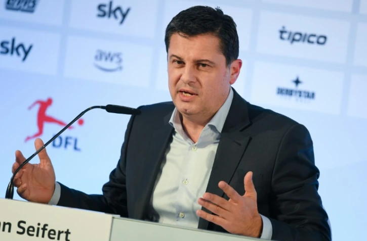 Le directeur général de la Bundesliga, Christian Seifert, en conférence de presse à Francfort, le 16 mars 2020