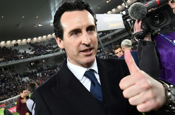 L'entraîneur du PSG Unai Emery après la victoire face à Monaco en finale de la Coupe de la Ligue, le 31 mars 2018 à Bordeaux