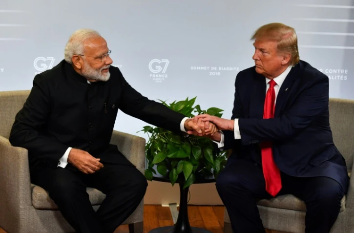 Le Premier ministre indien Narendra Modi et le président américain Donald Trump lors d'une rencontre, le 26 août 2019 à Biarritz
