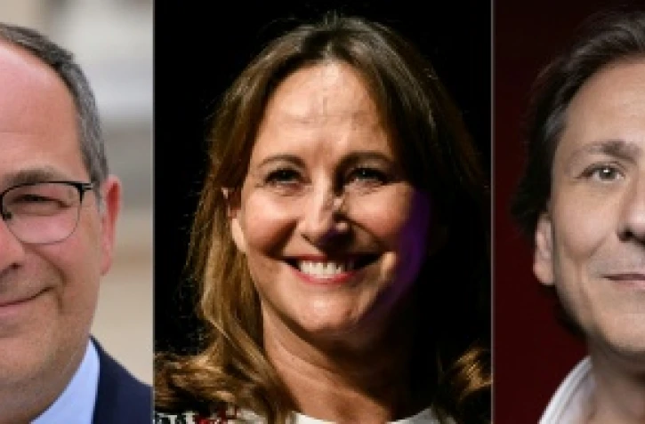 Montage de photos d'archives réalisé le 16 septembre 2026 et montrant, de gauche à droite, les candidats à la primaire sociale-démocrate à la présidentielle de 2027, Olivier Faure, Emmanuel Maurel, Ségolène Royal, Jérôme Guedj et Raphaël Glucksmann