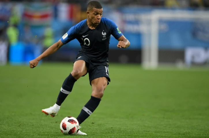 L'attaquant français Kylian Mbappé contre la Belgique en demi-finale du Mondial, le 10 juillet 2018 à Saint-Pétersbourg