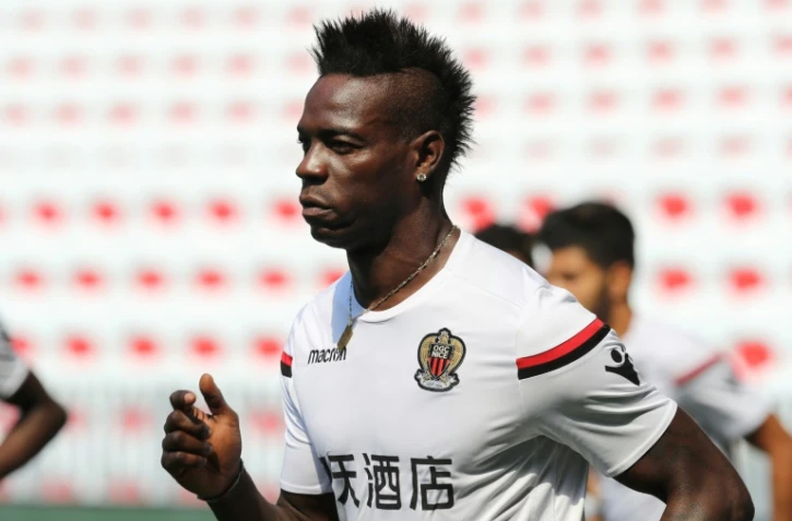 L'attaquant de Nice Mario Balotelli lors d'une séance d'entraînement à l'Allianz Riviera, le 21 août 2017 