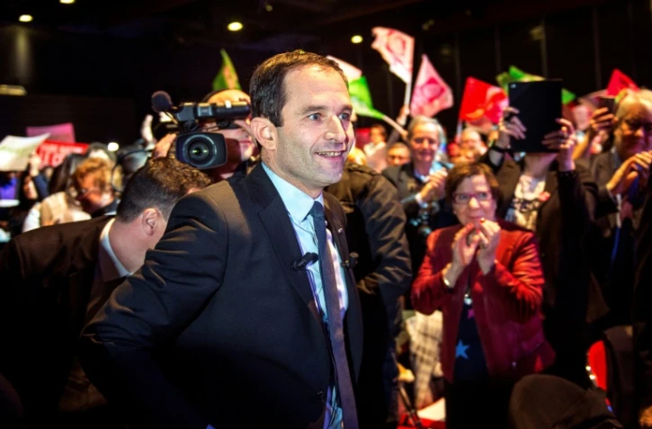 Benoît Hamon à son arrivée à un meeting le 23 février 2017 à Arras