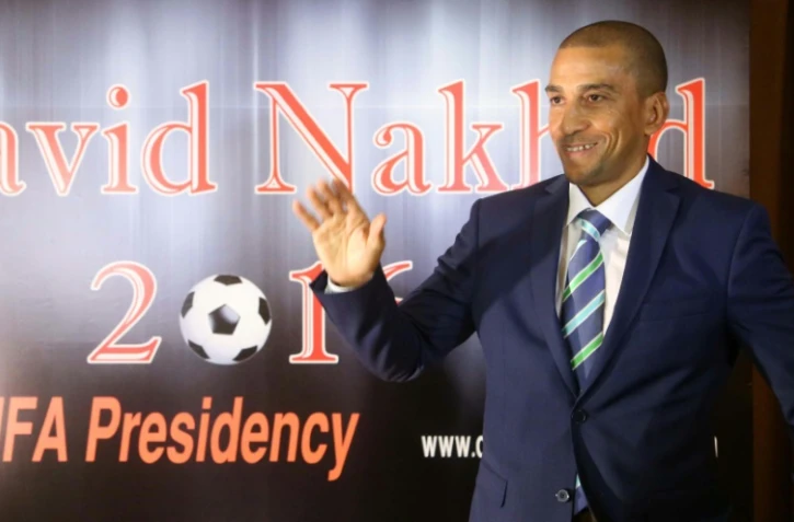 David Nakhid, ex-capitaine de l'équipe de Trinité-et-Tobago, lors d'une conférence de presse, le 28 septembre 2015 à Beyrouth 