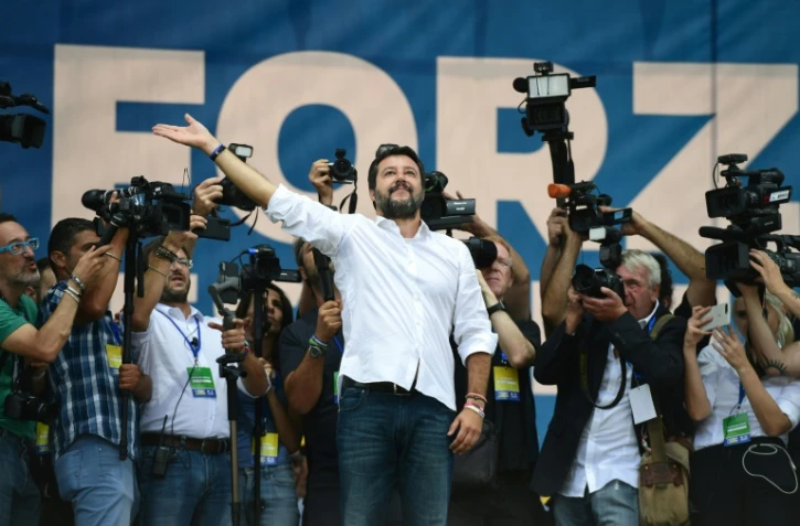 Le leader souverainiste italien Matteo Salvini au congrès annuel de son parti à Pontida, le 15 septembre 2019