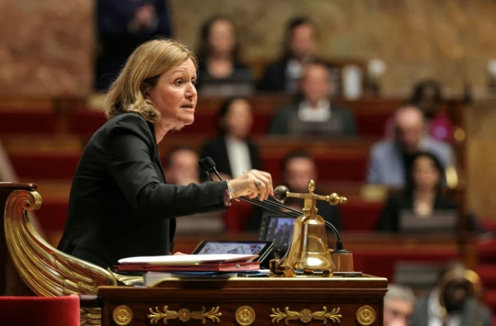 La présidente de l'Assemblée nationale, Yaël Braun-Pivet, lors d'une session pour débattre du projet de loi de financement de la sécurité sociale pour 2026 (PLFSS) avant le vote à l'Assemblée nationale,à Paris, le 12 novembre 2025.