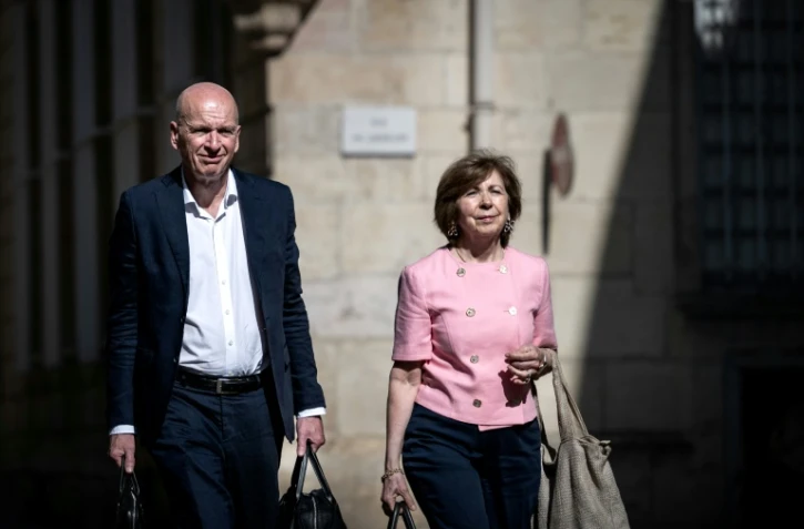 Les avocats des parents de Grégory Villemin, François Saint-Pierre et Marie-Christine Chastant Morand à Dijon le 27 mai 2027